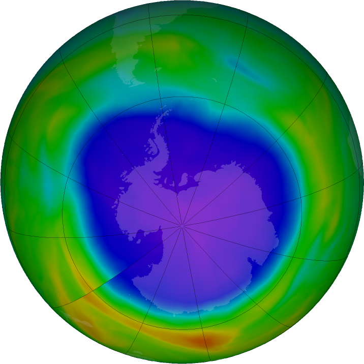Antarctic ozone map for 26 September 2021